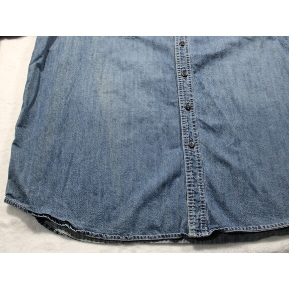 Faded Glory Denim Button Up Shirt Mens Size 2XL Blue Long Sleeve EUC - Picture 4 of 13